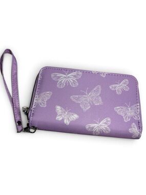 Butterfly Print Wristlet Wallet in Purple Like NWOT